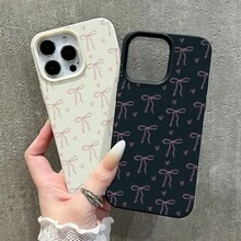 Protetores para celular Con Correa De Mano+con Lazo rosa en forma de corazón, compatible con iPhone13/14ProMax,16/16Pro/16Plus/16ProMax,11/11Pro/11ProMax,12/12Pro/12ProMax,13/13Pro/13ProMax,14/14Plus/14Pro/14ProMax,15/15Pro/15Plus/15ProMax,un regalo de cumpleaños ideal para amigos y seres queridos. - Negro* - Ver 3