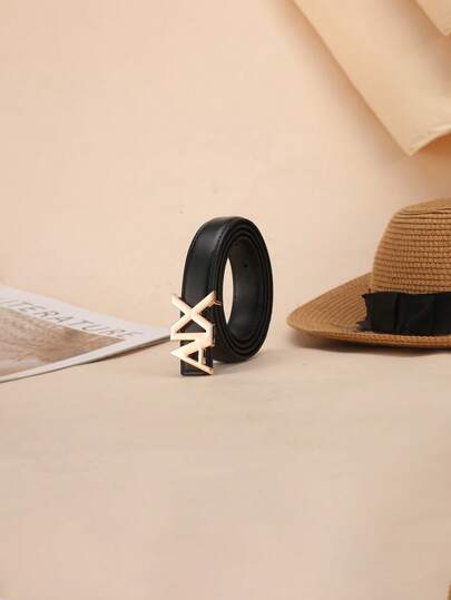 1pc Women's High-Quality Alloy Letter Belt, Fashion & Business Casual Suit Multipurpose Belt, Jeans Belt, Christmas & Valentine's Day Gift Belt