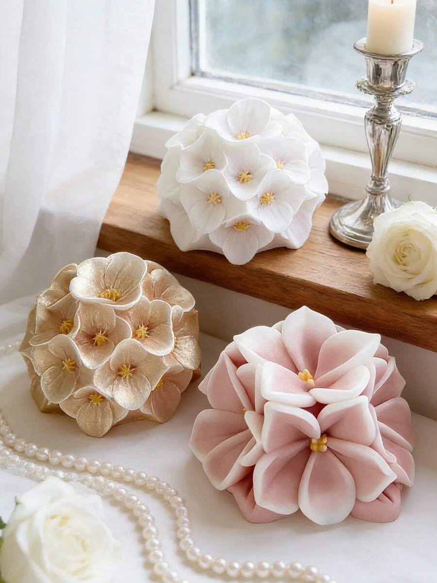 1个多用途花球硅胶模具 - 耐用耐热，适用于蜡烛/肥皂/树脂制品，复活节/情人节婚礼纪念品，女士手工礼物 - 白色 - 查看 1