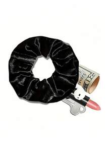 口袋发圈，带隐藏式拉链和隐藏式储物隔层的发圈，轻便弹性发带，迷你发圈包，女士专用，可装现金、口红、钥匙、贵重物品，适合旅行、户外跑步、露营、健身、跑步装备及配件。