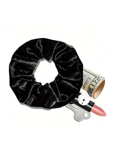 口袋发圈，带隐藏式拉链和隐藏式储物隔层的发圈，轻便弹性发带，迷你发圈包，女士专用，可装现金、口红、钥匙、贵重物品，适合旅行、户外跑步、露营、健身、跑步装备及配件。