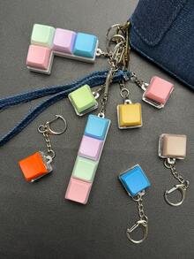 EIGIIS 1pc Keyboard Key Stress Relief Keychain, Suitable For Adults - Multi-Color Relaxation Toy With Metal Ring And Chain, Plastic Material, Helps Focus And Relieve Stress, Perfect Gift, Keychain Stress Relief Toy - Multicolor - View 8