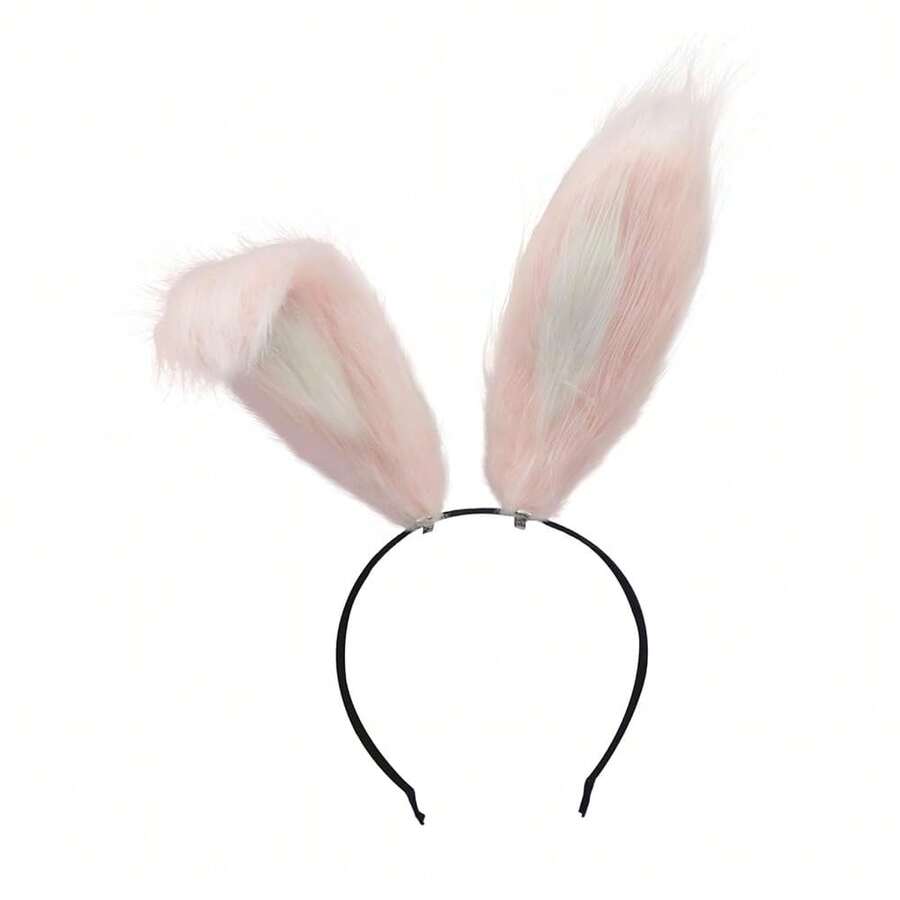 Cute Rabbit Ears Headband Long Furry Dog Ears Animal Cosplay Headband (Pink) - rosa - Ver 1