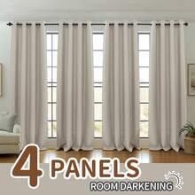 Set Of 2 Curtains Featuring A Minimalist Modern Design In Solid Colors, Farmhouse-Style Decor.These Lightweight Drapes Are Darkening In Bedrooms, Living Rooms, Or Offices, And Are Made From Imitation - White - View 11