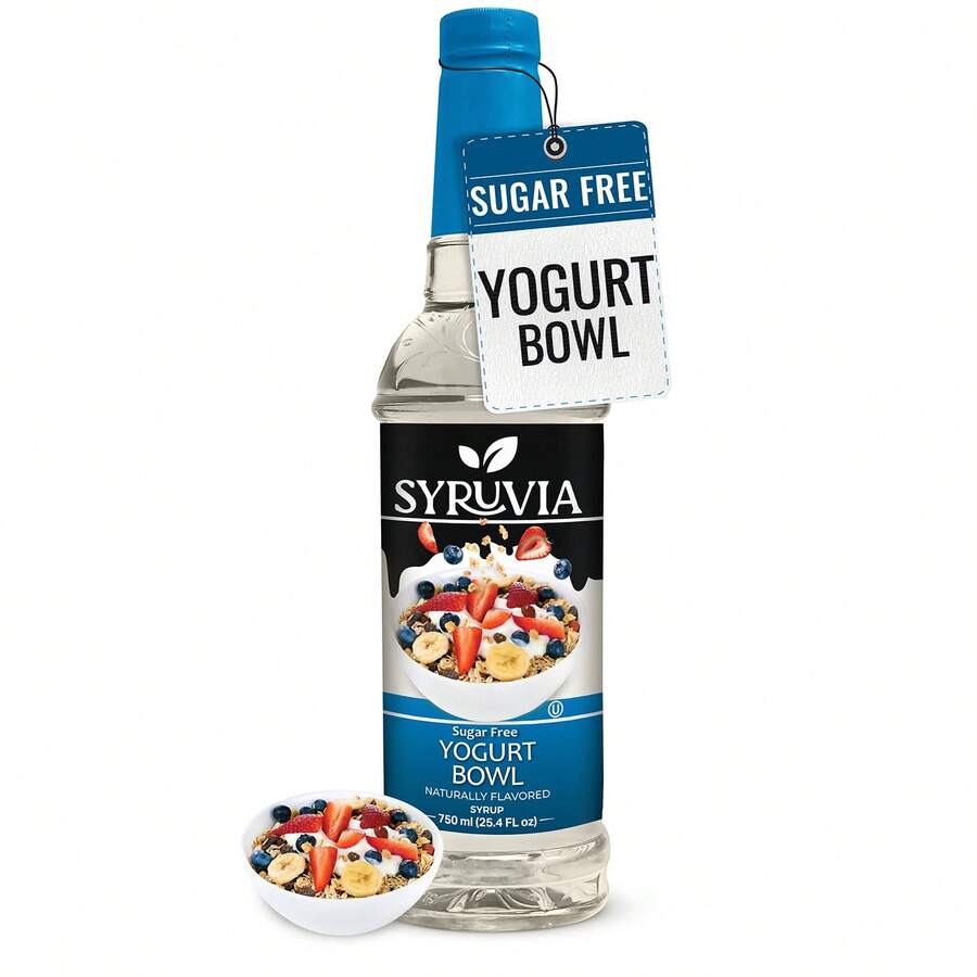 Syruvia Sugar-Free Yogurt Bowl Coffee Syrup - 25.4 Fl Oz Premium Coffee Flavoring Syrup - 0 Calorie - Kosher Syrups, Gluten Free, Perfect For Drinks, Soda, Shakes, Desserts, And More. - 25.4 Fl Oz - View 1
