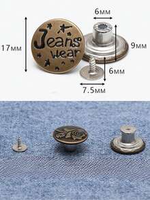 10pcs Mixed Denim Jeans Button Replacement Set, 17mm No-Sew Metal Buttons Combination, Detachable Jeans Repair Buttons - Multicolor - View 6