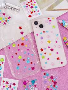 迷你水钻宝石贴纸 - 自粘式多色混合形状（心形、星形、花朵），适用于DIY手工、美甲、面部及身体装饰 - 闪亮亚克力水钻，可用于珠宝制作、发饰、家居手工、工艺水钻、工艺品、礼品和装饰，设计鲜艳 | 面部贴纸，面部宝石贴纸 - 彩色 - 查看 11