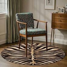 1 Peça Tapete Redondo Estampa de Onça, Capacho, Tapete Pequeno, Carpete, Decoração Doméstica, Tapete de Área, Tapete Externo, Tapete de Quarto, Carpete Lavável - Multicolorido - Visão 4