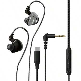 سماعات رصد أذن سلكية - ستيريو عالي الجودة ثنائي الدرايفر، سماعات أذن إلغاء الضوضاء مع كابل قابل للفصل، تعمل بالطاقة عبر USB، تركيب مريح من المطاط، مثالية للأنمي والأفلام والتلفزيون والألعاب