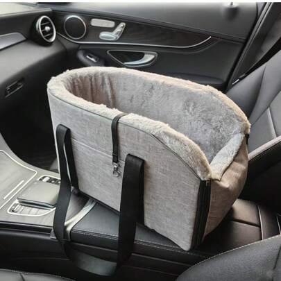 1pc New Pet Car Armrest Nest, Soft & Comfortable Pet Car Booster Seat Cover, Suitable For All Seasons, Removable & Portable Pet Carrier With Safety Buckle, Soft Cushion, Convenient For Pet Travel