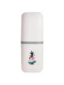 1pc A-Z Initial Floral Travel Toothbrush Holder, 2-In-1 Portable Toothbrush & Toothpaste Storage Cup, Personalized Letter Bathroom Storage Box For Travel, Business Trip, Camping, School, Suitable For Easter, Mother's Day Gifts - Multicolor - View 29