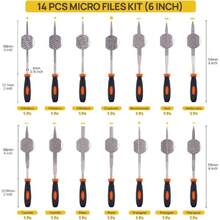 Juego de Limas y Escofinas,23 Piezas Juego de Limas de Acero de alta calidad Incluye Limas de Mano Planas,Redondas,Semicirculares,Triangulares T12 grandes y pequeñas,con Guantes y Papeles de Lija,38927564 - Multicolor - Ver 6