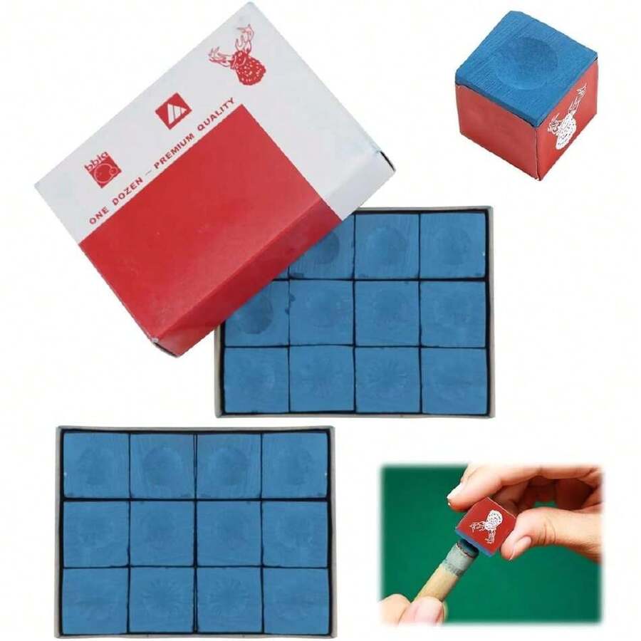 24 Pcs Tiza de Billar,Tiza de Billar Antideslizante,Accesorios de Tiza para Billar,Polvo Aceitoso Azul Mejora El Agarre del Billar para Juegos de Billar Snooker,Torneos,Hogar,Bares,Deportes,38927473 - D - Ver 1