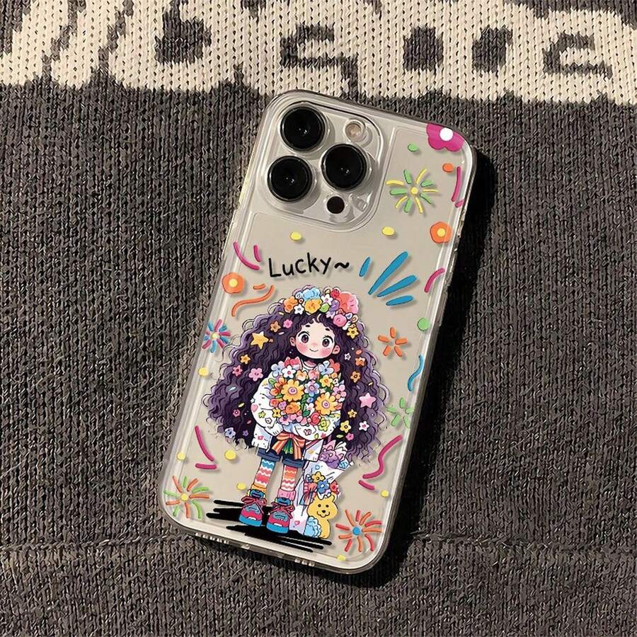 Cute girl For glxy A56 55 54 36 35 26 25 23 16 15 14 06 05 NOTE20 10 S25 24 23 22 21 20 10 FE PLUS ULTRA Thin and transparent soft case for phone, with a bare phone feel - TKK - Concha espacial transparente - DXLGEYChica linda - Ver 1