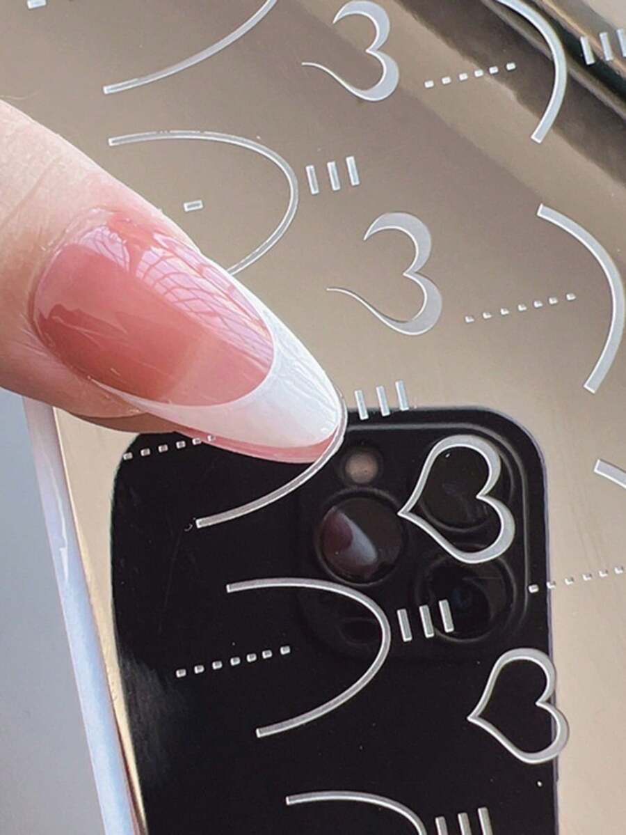 1pc French Line Nail Art Stamping Plate, Nail Art Stamping Tool Set, French Pointed Heart Nail Art Stamping Template, Suitable For French Manicure DIY Home Salon - Multicolor - View 1
