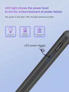 11/10/9/8/7/6 IPad, IPad Air 7/6/5/4/3, IPad Pro 13"/12.9"/11" (2018-2025), IPad Mini 7/6/5 Compatible Stylus Pen, 90mAh Battery, High Precision & Sensitivity, Rechargeable, Magnetic Body, Tilt Detection & Palm Rejection, Black - Black - View 5