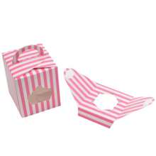 CYPN25 Cajas Individuales para Cupcake contenedor individual rosa para cupcake con inserto de ventana y asa empaque para magdalenas macarrones dulces galletas y regalosFashion - Rosa - Ver 3