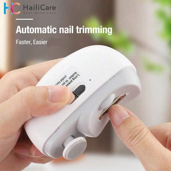 Hailicare 2-In-1 Electric Nail Clipper With Grinder & Polisher, 2-Speed Adjustable, 10-Min Timer, 400mAh Rechargeable Nail Trimmer With LED Light & Shavings Storage For Home Daily Life