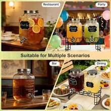2 Packs 1 Gallon Glass With Stand And 304 Stainless Steel Faucet Party Drink Dispenser - Transparent - View 8