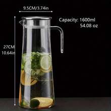 1个耐热大容量透明果汁壶 - ins风夏季饮品容器 - 适用于冰茶、果汁、咖啡、冷泡茶 - 适合家庭、餐厅、办公室使用 - 最佳节日礼物 - 無色 - 查看 10