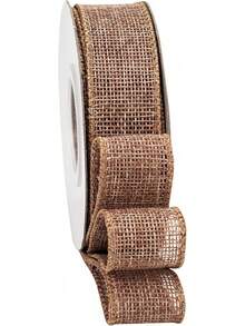 ALQD Light Brown Burlap Wired Ribbon 1 Inch, Ribbon With Wire Wrapping, Bow, Wreath, Tree, Outdoor Decoration, 10 Yards/Roll. - Light Purple - View 2