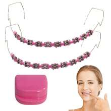 ALQD 1 Pack Braces, Temporary Tooth Decoration With Metal Wires, Metal Brackets And Orthodontic Ligature Ties, Suitable Orthodontists To Explain, Dental Students To Practice (Pink) - 1 - 查看 8