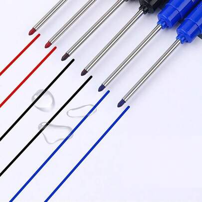 45mm Ergonomic Waterproof Marker Pen - Refillable, Quick-Drying Ink, Suitable For Woodworking And Construction Industry, Precise Deep Hole, Lightweight - Black/Red/Blue