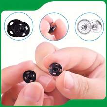100/50pcs Sewing Garment Metal Black/Silver Snap Buttons, Letter Metal Press Buttons 8mm, Suitable For DIY Sewing, Clothing And Wallets, Black/Silver Available - Multicolor - View 1