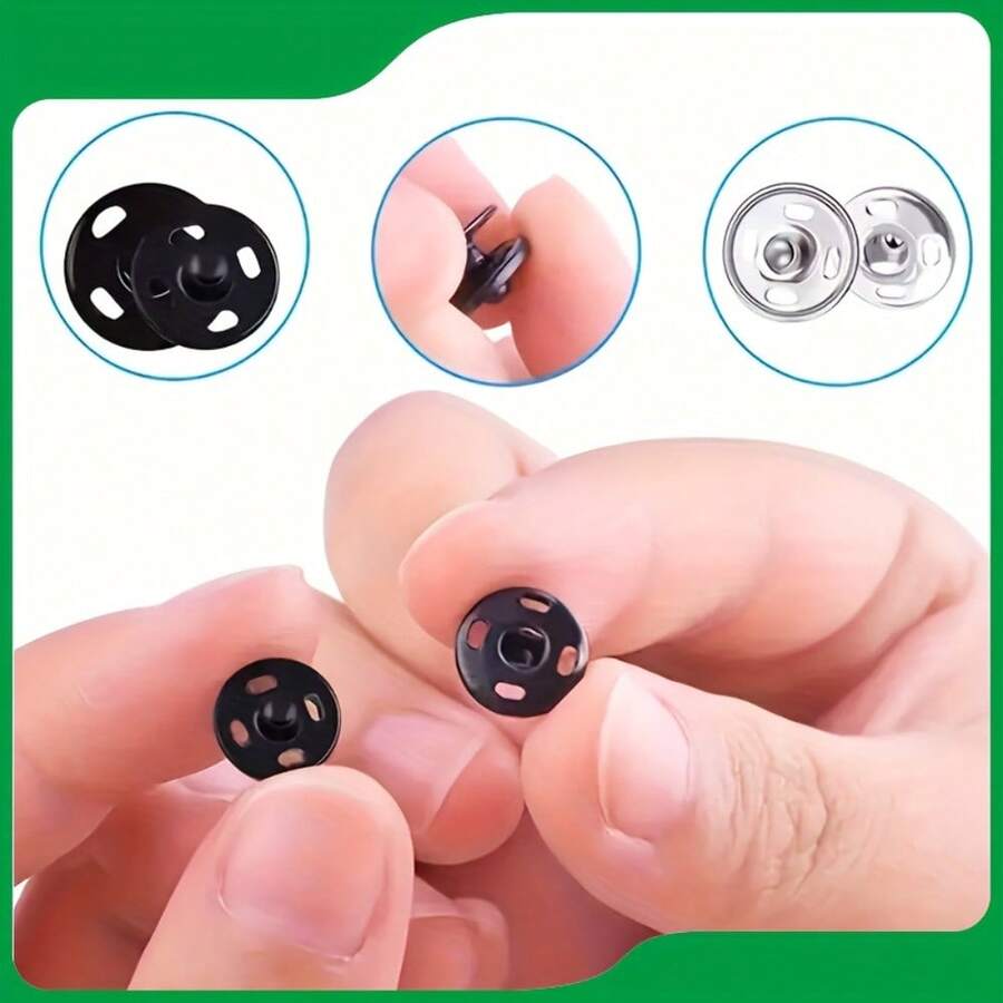 100/50pcs Sewing Garment Metal Black/Silver Snap Buttons, Letter Metal Press Buttons 8mm, Suitable For DIY Sewing, Clothing And Wallets, Black/Silver Available - Multicolor - View 1