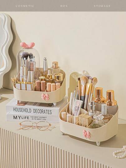 Makeup Lipstick Storage Box, Vanity Organizer Rack, Dust-Proof Countertop Bathroom Vanity Organizer