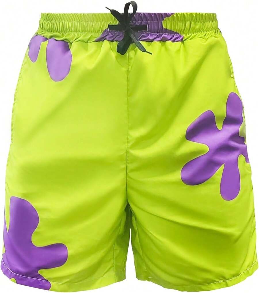 80s Bilayer Men 90s Swim Shorts 80s Summer Party Hawaiian Beach Disco ShortsA Valentine's Day XEIU - 80年代 90年代 黃色 - 查看 1