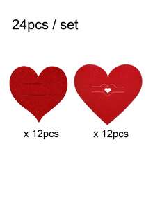 24/12/6pcs Red Heart Shaped Knife & Fork Set, Red Heart Shaped Cutlery Mat, Romantic Candlelight Dinner Tableware Decor, Anniversary Dinner Table Decor, Wedding Atmosphere Tableware Decor, Wedding Supplies, Suitable For Valentine's Day, Anniversary, Wedding, Home, Holiday Party, Tableware Decor - Multicolor - View 17