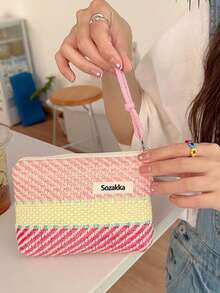1 túi đựng mỹ phẩm kẻ sọc dọc, chống thấm nước, có thể đựng son môi, túi đựng mỹ phẩm nữ, hộp đựng mỹ phẩm nhỏ gọn, túi du lịch cho nữ, hộp đựng bút chì, hộp đựng cọ trang điểm dung tích lớn, hộp đựng đồ dùng vệ sinh cá nhân khi đi du lịch, túi đựng bút chì - Nhiều màu - Xem 5
