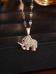 rakol Cubic Zirconia Cute Elephant Pendant Necklace, Suitable For Women's Daily Wear - Necklace - View 3