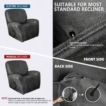 Trugenix-Recliner Sofa Covers - Leather Like Recliner Sofa Covers 3 Seater Recliner Couch Covers For 3 Cushion Couch 8 Pieces Washable Stretch Reclining Sofa Slipcovers (Brown)-GP - 02-淺灰色 - 查看 7
