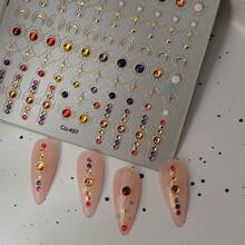 5D Nail Art Stickers Metal Noble And Elegant Nail Stickers, Light Mature Style Nail Stickers, Gold-Rimmed Scepter Ornaments Adhesive Nail Art Stickers Decals Manicure Charms - 彩色 - 查看 4