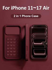VOUVI Silicone Suction Cup Phone Case, Compatible With IPhone 17, 14, 12, 11, 13, 15, 16 Pro Max, 16, 15, 14 Plus, 16 E, 17 Air, Solid Color Business Minimalist Luxury Shock-Proof Phone Accessory - Burgundy - View 1