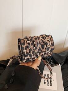 Mini Leopard Print Contrast Color Fashionable Crossbody Bag For Women, 2026 New Bag Tie Dye Shoulder Bag - Khaki - View 10