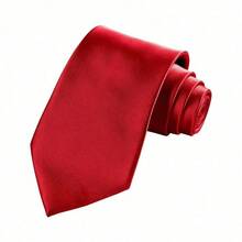 1 Set Men Solid Color 8cm Necktie And Pocket Square Set, Satin Tie And Handkerchief Set, Business Necktie And Pocket Square Men Necktie - Đỏ - Xem 4