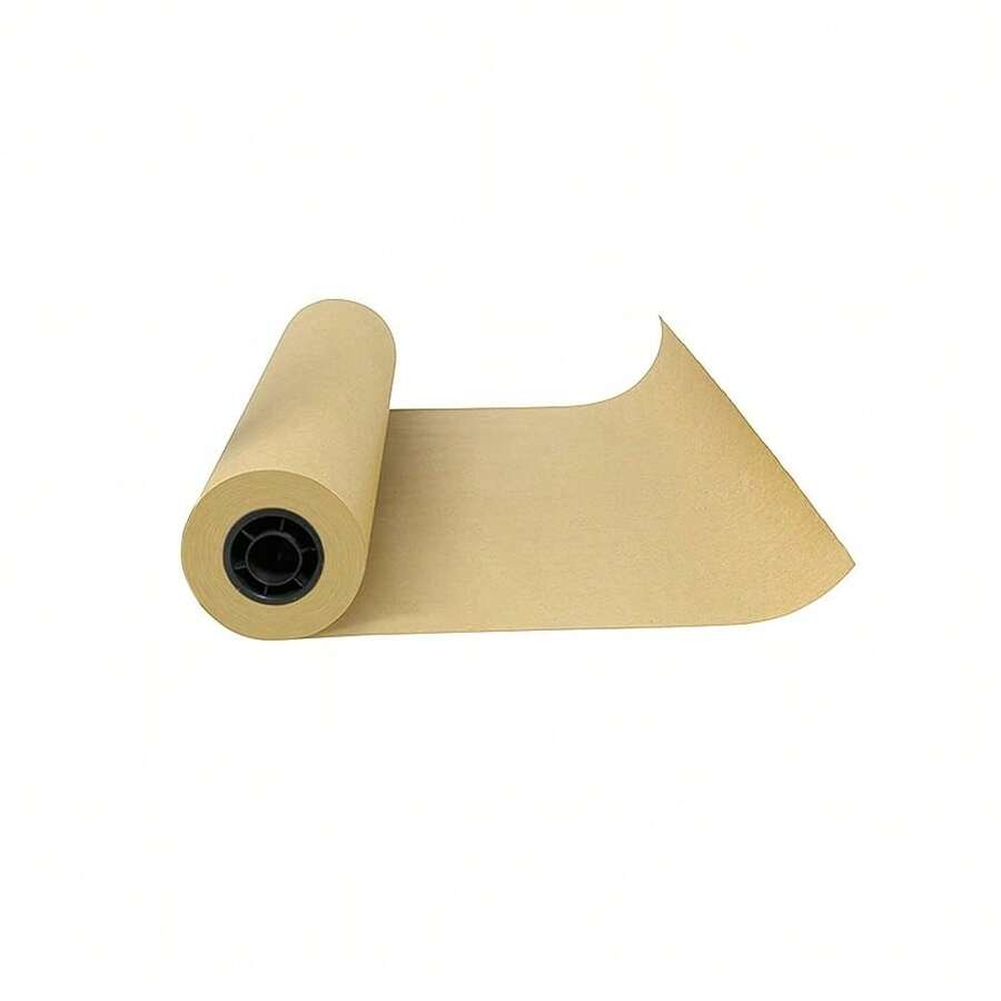 Kraft Paper Roll 12\ X 98ft, Brown Craft Paper 80GMS For Gift Package/Bouquet Flower Wrapping/ Arts Drawing/Bulletin Board/DIY/Box Moving Filler/Shipping Supplies/Table Cover, Unwaxed & Uncoated - 12吋x98英尺-棕色 - 查看 1