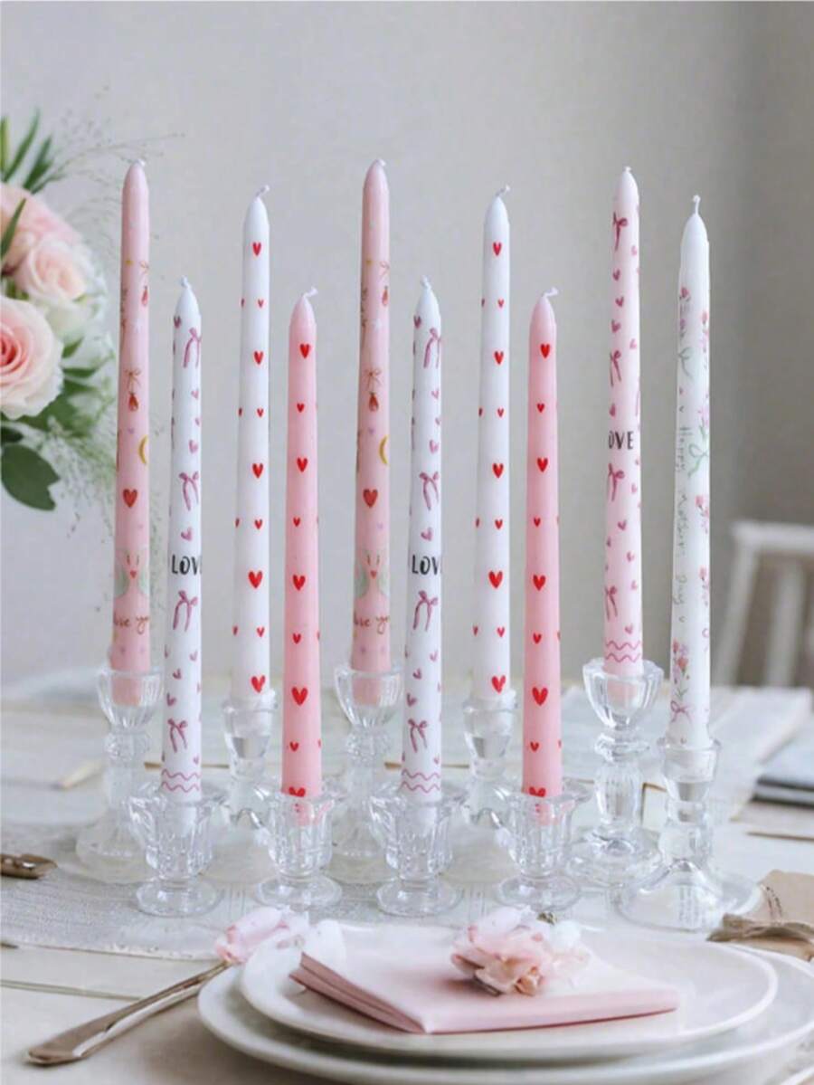 Bộ 2 chiếc (một hộp) Nến hình nón dài màu hồng, dài 9,84 inch, sáp đậu nành không khói, trang trí tiệc cưới, tạo không khí ấm cúng. Nến hình nhánh dài, màu đen, màu đỏ, màu hồng, màu trắng, nến tạo không khí lễ hội, nến ngày Valentine, nến dễ thương và vui nhộn, trang trí nhà cửa. - Nhiều màu - Xem 1