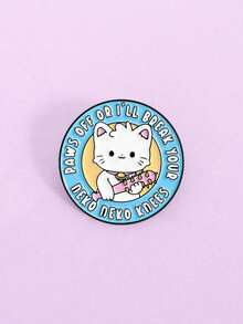 1PC Cute Angry Cat Enamel Pins Cute Cartoon Paws Off Or I Will Break Your Knees Brooches Lapel Badges Fun Jewelry Gift For Friends - Multicolor - View 6