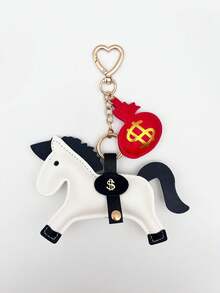 1pc New Leather Horse Coin Purse Bag Charm, Elegant & Cute Horse Wallet Essential Decor Keychain, Women Handbag Accessory, Shoulder Bag/Backpack Decoration, Meaning "Get Rich Soon" Funny Pendant, Multi-Color Options, Ideal Gift For All Seasons