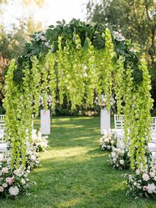 6条100厘米仿丝双色花环，紫色、绿色、紫红色，适用于婚礼拱门装饰、家居装饰、户外庭院装饰 - 彩色 - 查看 4