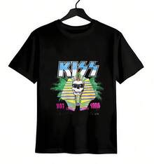 Kiss Egyptian Shade T-Shirt Men's Black Pure Cotton Crew Neck Tee 200g | Versatile Smart Casual For Daily Wear, Date & Office Commute, Boyfriend, Funny Shirt - Black - View 1