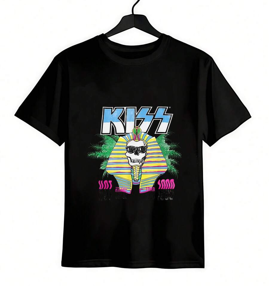 Kiss Egyptian Shade T-Shirt Men's Black Pure Cotton Crew Neck Tee 200g | Versatile Smart Casual For Daily Wear, Date & Office Commute, Boyfriend, Funny Shirt - Black - View 1