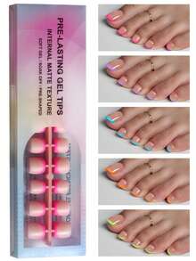 150 adesivos para unhas dos pés - Manicure em gel macio, 5 cores foscas Dopamine disponíveis, ideais para decoração de unhas no verão. - Multicolorido - Ver 1