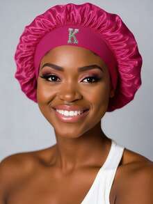 Satin Sleep Cap, Silk Sleep Cap, Hair Cap, Soft Knit Cap, Satin Sleep Cap, Suitable For Women With Natural Curly Hair, Halloween, Christmas, New Year 2026 Sleep Bonnet - Hot Pink - View 3