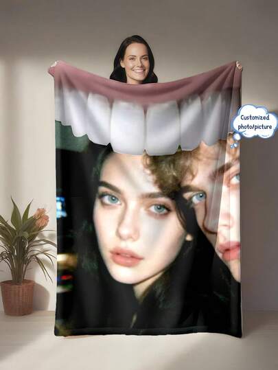 Un diseño simple - Manta de franela con un patrón de dientes abstracto y único, se puede personalizar con tu propia foto. Único y divertido, diseño minimalista moderno, un regalo de San Valentín peculiar adecuado para amigos y amantes - Suave, ligero y cálido, adecuado para todas las estaciones - Se puede usar en la cama, el sofá, la oficina, el campamento al aire los viajes - Manta, manta y decoración multipropósito