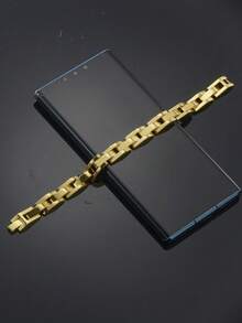 One Piece 22.0cm Length Stainless Steel 316L Watches Chain Design Bracelet For Men'S 2026 Party Gift - Gold - View 1